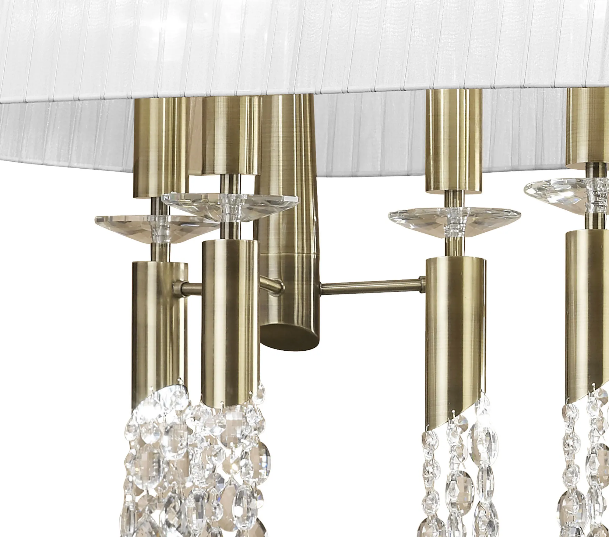 Tiffany AB Crystal Pendant 6+6 Light Antique Brass M3873/WS  Mantra Tiffany Antique Brass-White